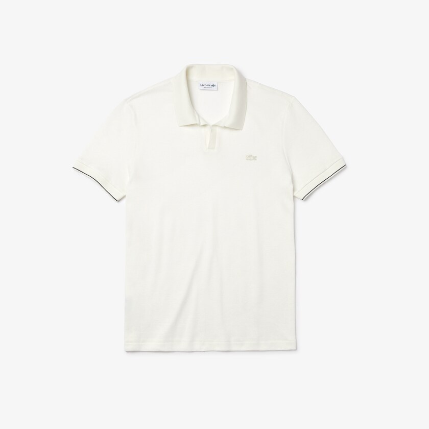 Camisas Lacoste Masculino Branco Pretas Tunisian Collar Linen And Cotton Regular Fit Polo CZ1-74257R3