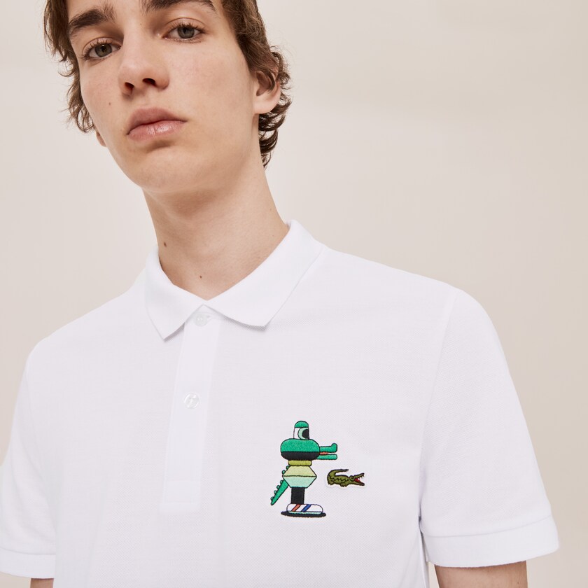Camisas Lacoste Masculino Branco x Jeremyville Design Classic Fit Polo SA8-79507G9