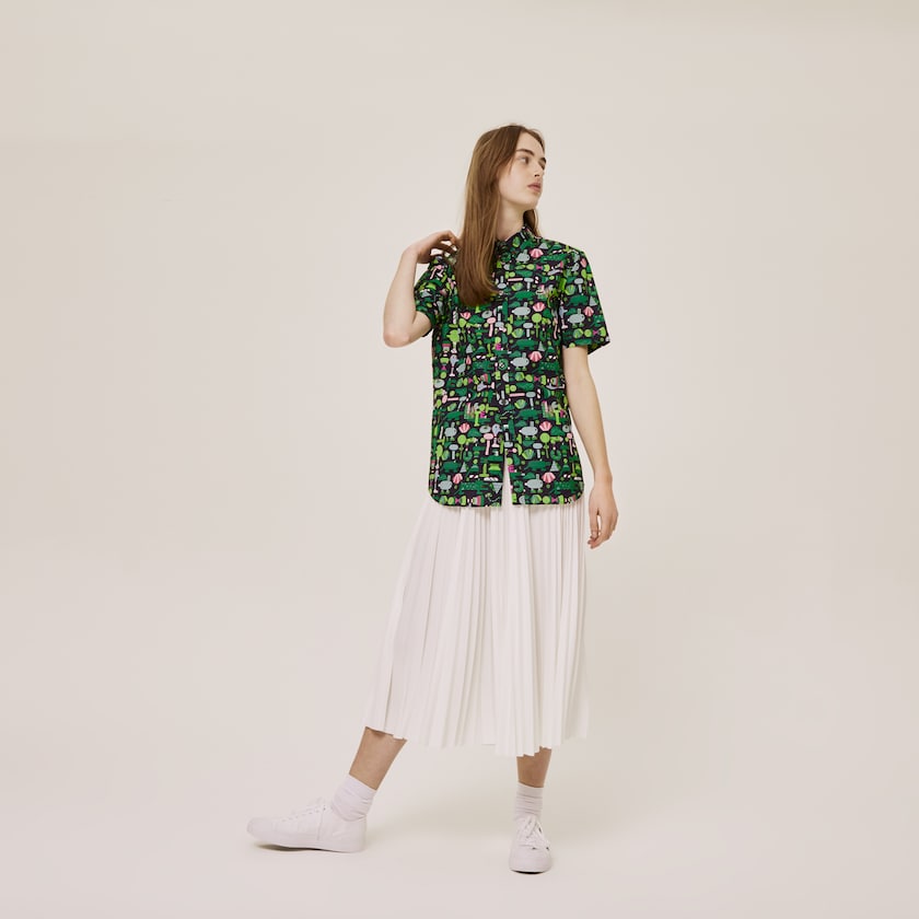 Camisas Lacoste Feminino Azul Marinho Azuis Branco x Jeremyville Regular Fit Cotton MU2-81148F7
