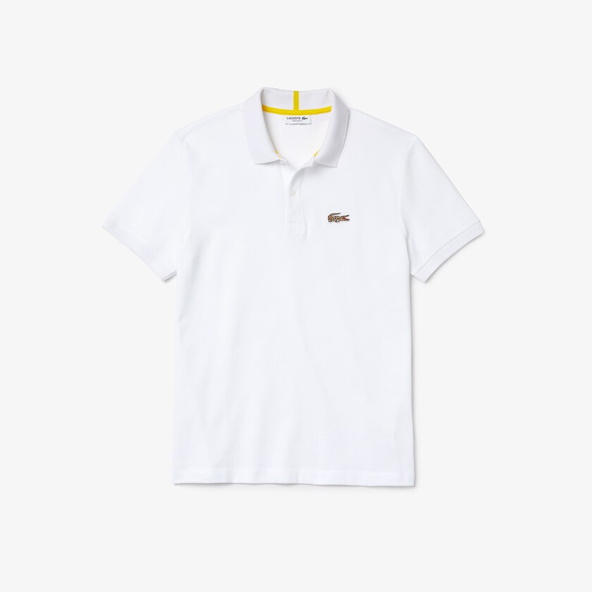 Camisas Lacoste Masculino Branco x National Geographic Regular Fit Organic Cotton Polo YM5-08870U1