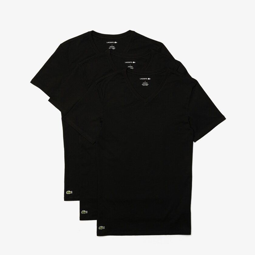 Camiseta Lacoste Masculino Pretas 3 Pack of Plains HS9-38003I9