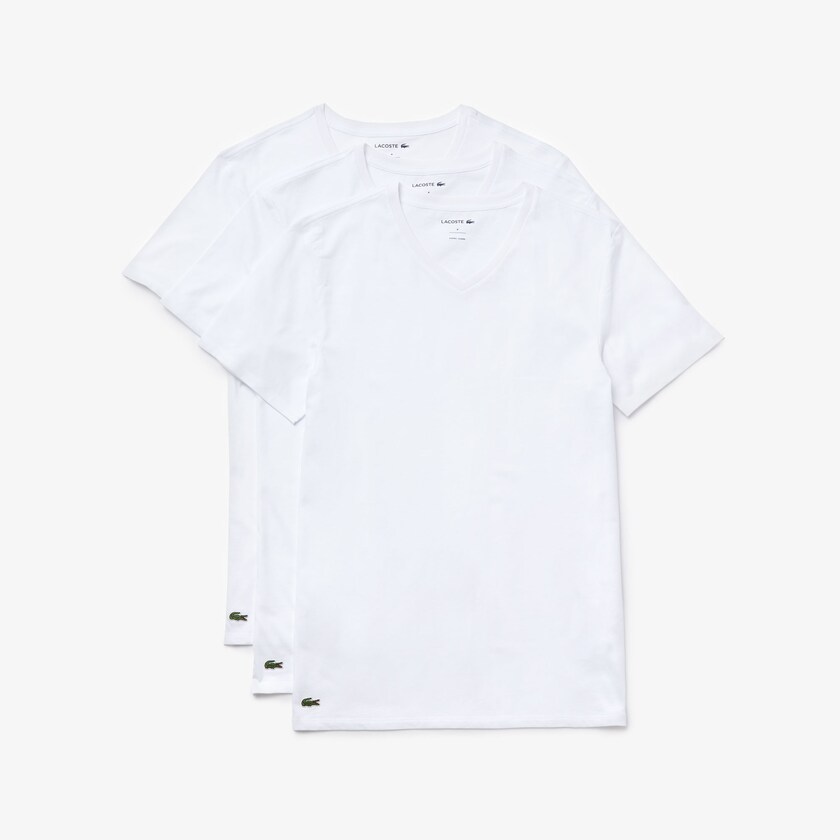 Camiseta Lacoste Masculino Branco 3 Pack of Plains DI8-10071G2