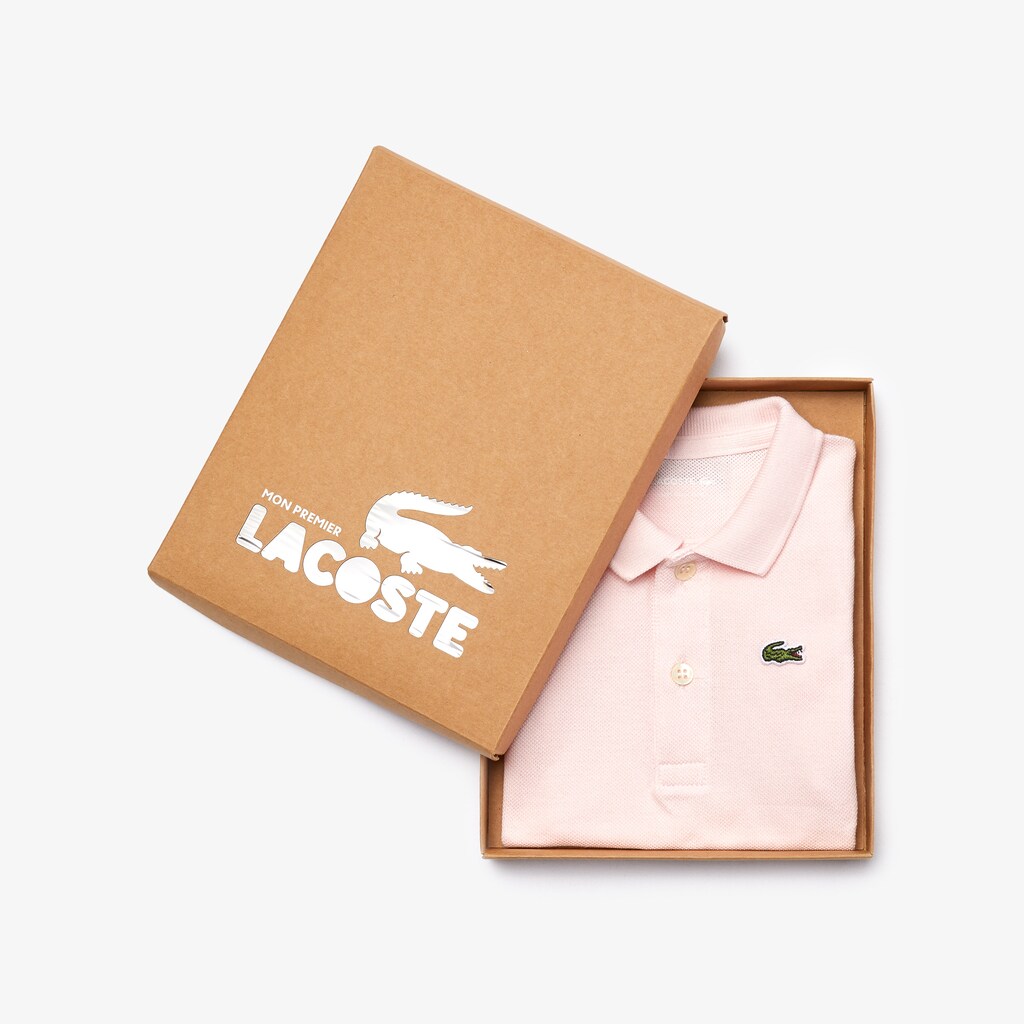 Camiseta Lacoste Criança Luz Rosa Baby Organic Cotton Piqué Bodysuit In Recycled Cardboard Box Set KT0-43364U5