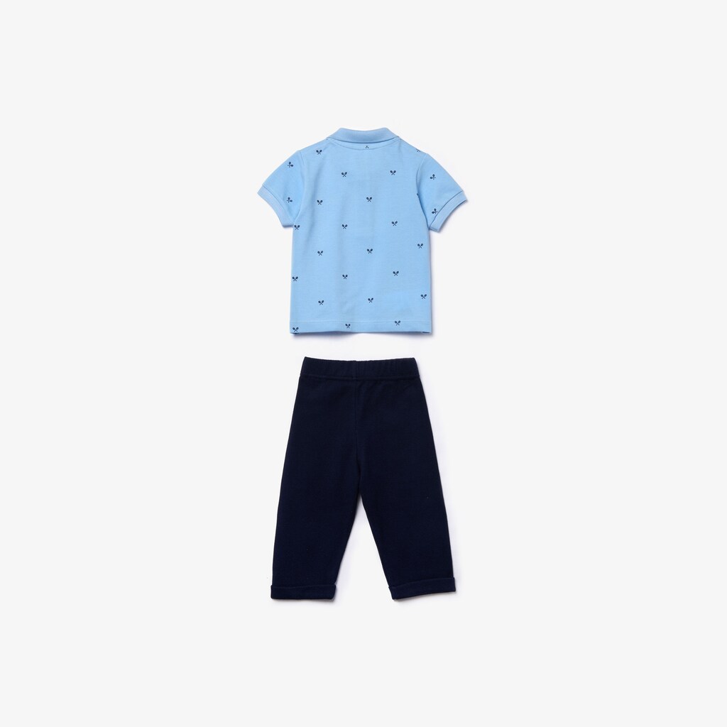 Camiseta Lacoste Criança Luz Azuis Azul Marinho Azuis Baby Rattle And Cotton Piqué Pajama Box Set AA6-38053O4