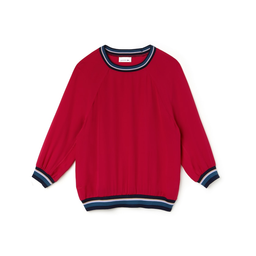 Camiseta Lacoste Feminino Vermelhas Contrast Accents Silk Crepe Top MP0-49564R8