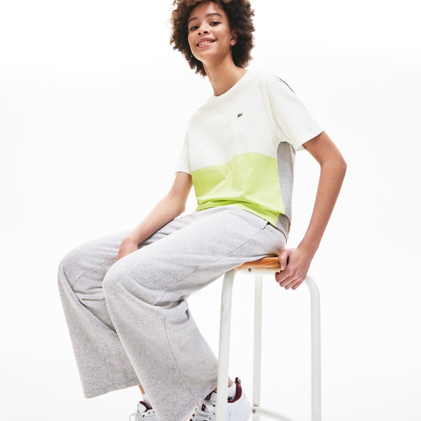Camiseta Lacoste Feminino Amarelas Branco Cinzentas Cotton Color-Block FI3-81538F3