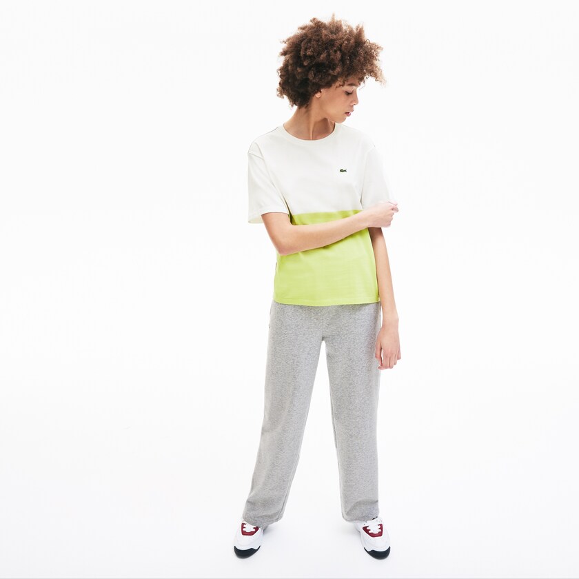 Camiseta Lacoste Feminino Amarelas Branco Cinzentas Cotton Color-Block FI3-81538F3