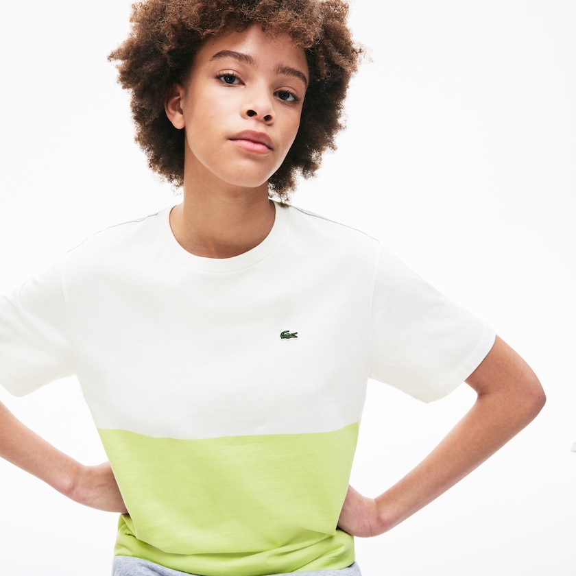 Camiseta Lacoste Feminino Amarelas Branco Cinzentas Cotton Color-Block FI3-81538F3