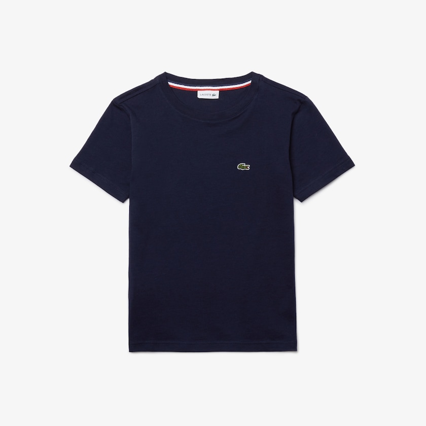 Camiseta Lacoste Criança Azul Marinho Azuis Crew Neck Cotton Jersey AR4-13051L3
