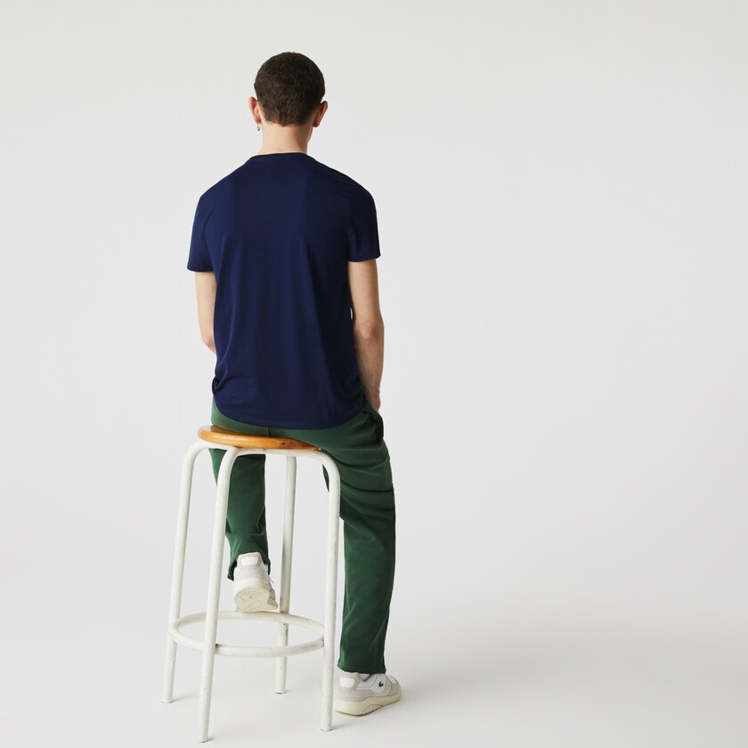 Camiseta Lacoste Masculino Azul Marinho Azuis Crew Neck Pima Cotton Jersey YV0-34513S9