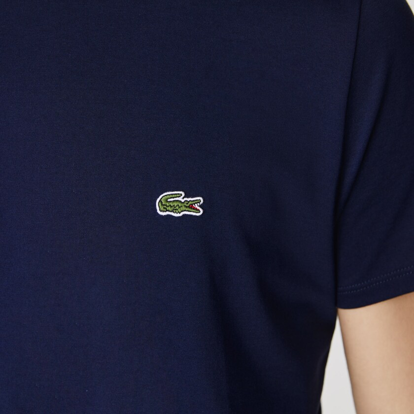 Camiseta Lacoste Masculino Azul Marinho Azuis Crew Neck Pima Cotton Jersey YV0-34513S9