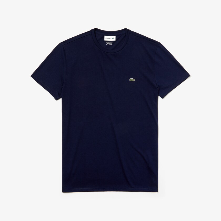 Camiseta Lacoste Masculino Azul Marinho Azuis Crew Neck Pima Cotton Jersey YV0-34513S9