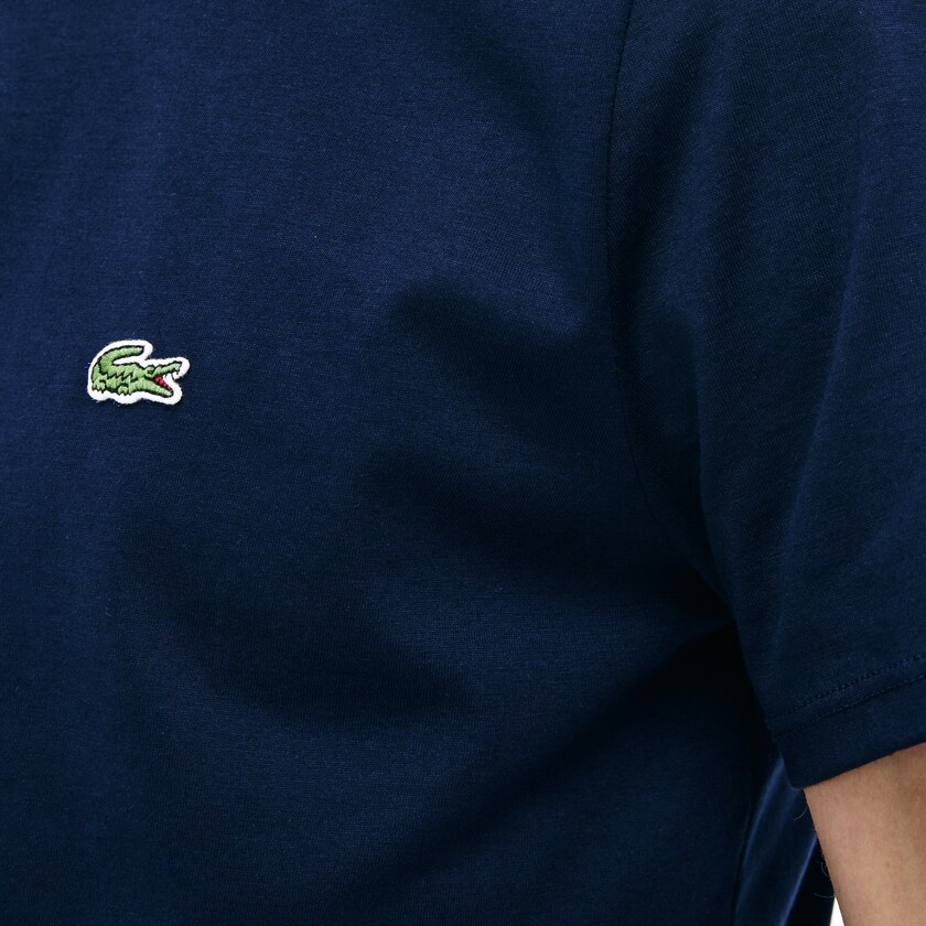 Camiseta Lacoste Masculino Azul Marinho Azuis Crew Neck Pima Cotton Jersey YV0-34513S9
