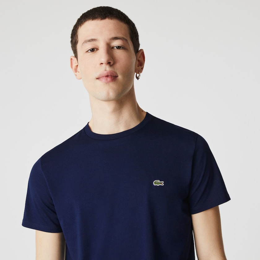 Camiseta Lacoste Masculino Azul Marinho Azuis Crew Neck Pima Cotton Jersey YV0-34513S9