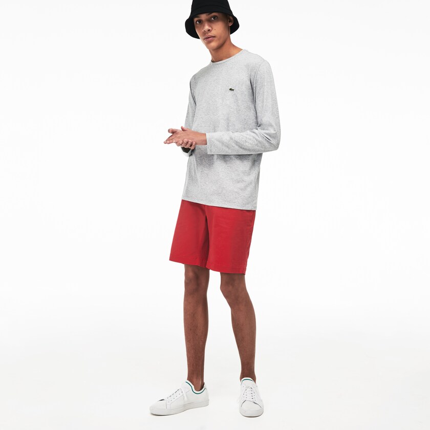 Camiseta Lacoste Masculino Cinzentas Crew Neck Pima Cotton Jersey IY2-34463T8