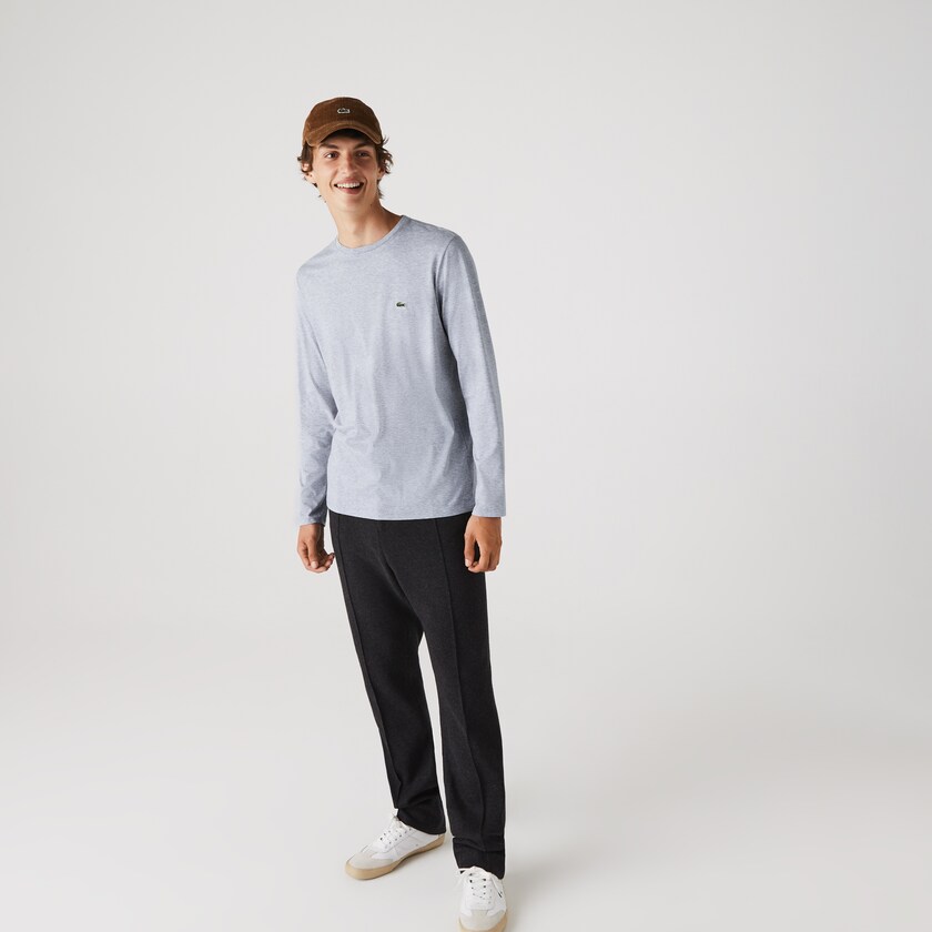 Camiseta Lacoste Masculino Cinzentas Crew Neck Pima Cotton Jersey IY2-34463T8