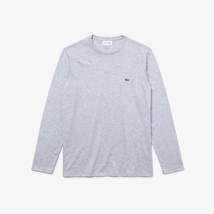 Camiseta Lacoste Masculino Cinzentas Crew Neck Pima Cotton Jersey IY2-34463T8