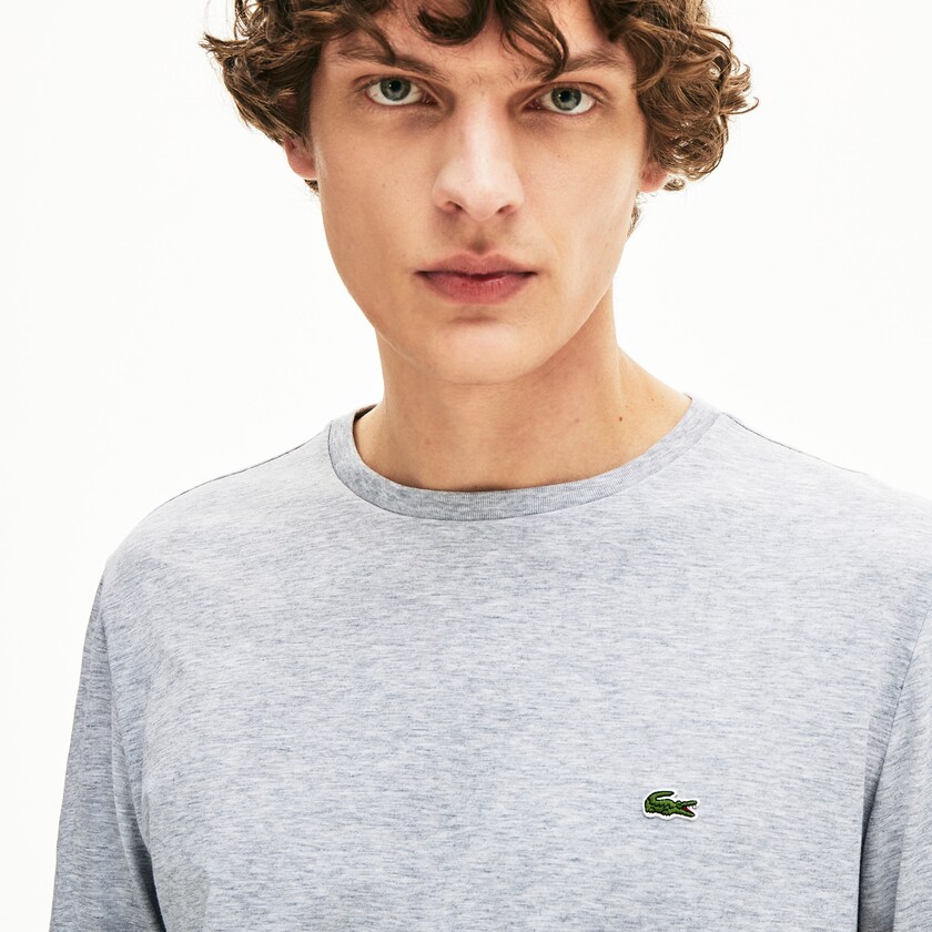 Camiseta Lacoste Masculino Cinzentas Crew Neck Pima Cotton Jersey IY2-34463T8