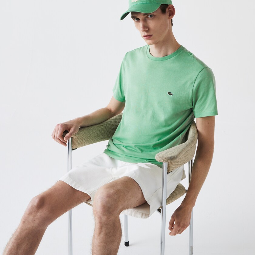 Camiseta Lacoste Masculino Verdes Crew Neck Pima Cotton Jersey DA2-57355D0