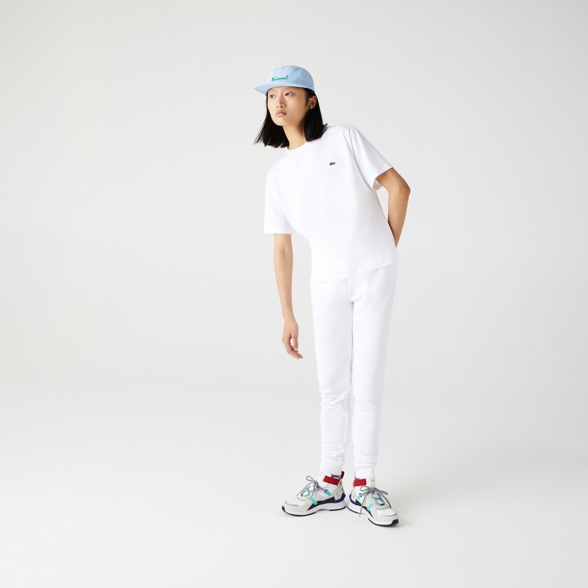 Camiseta Lacoste Feminino Branco Crew Neck Premium Cotton KD1-18521R0