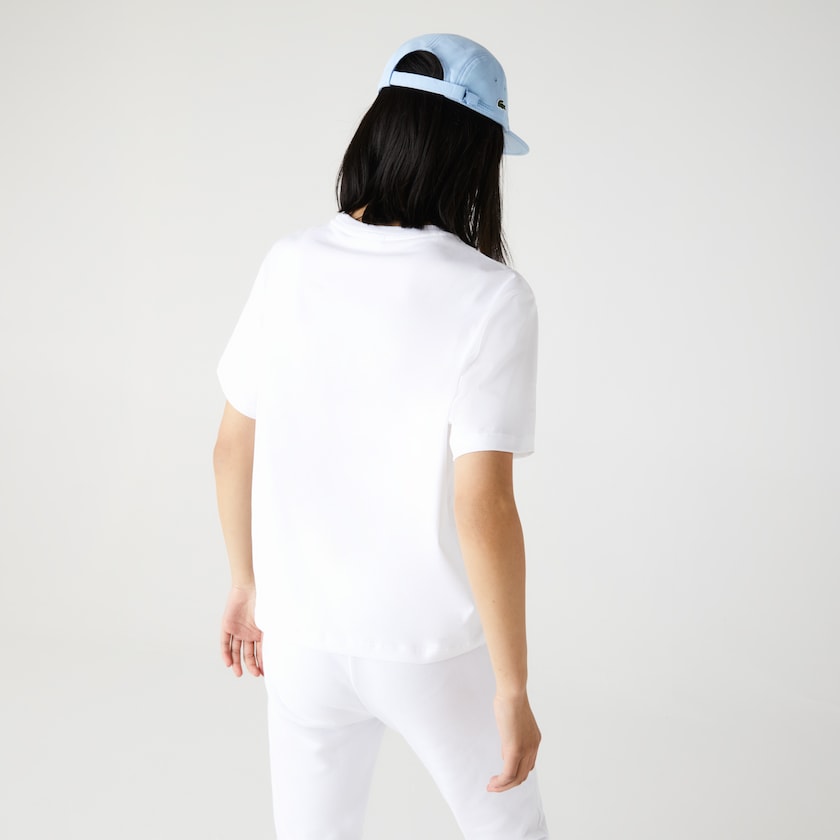 Camiseta Lacoste Feminino Branco Crew Neck Premium Cotton KD1-18521R0