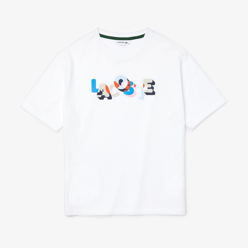 Camiseta Lacoste Feminino Branco Crew Neck Printed Soft Cotton SB3-85698D9