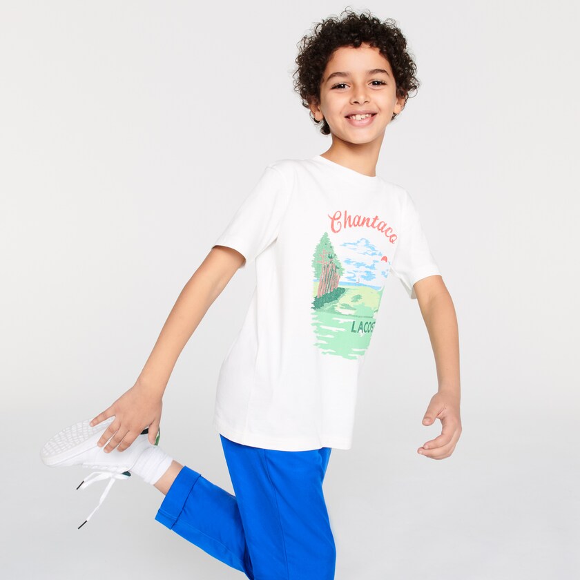 Camiseta Lacoste Criança Branco Crewneck Chantaco-Print Cotton XL7-38793K6