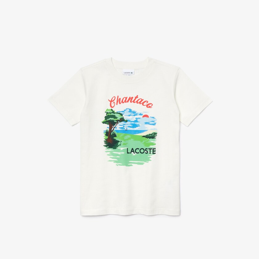 Camiseta Lacoste Criança Branco Crewneck Chantaco-Print Cotton XL7-38793K6