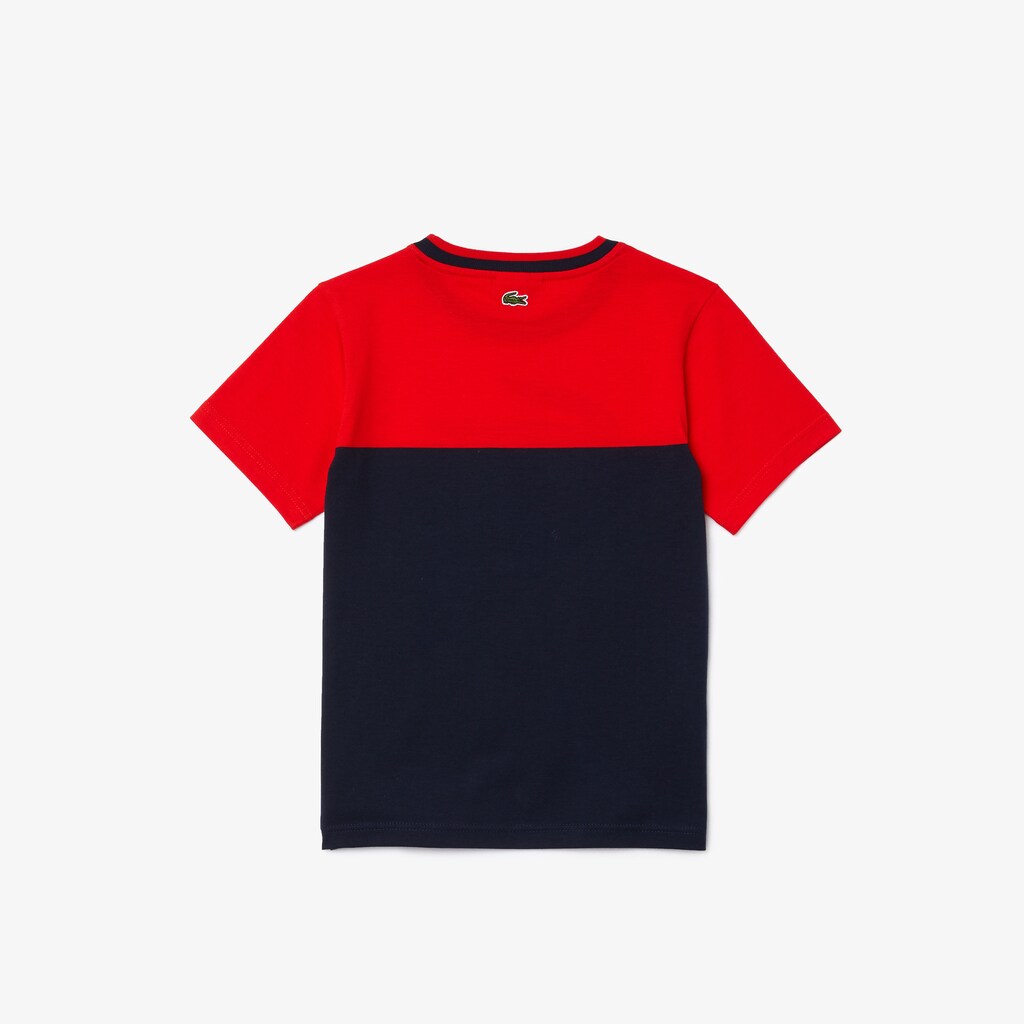 Camiseta Lacoste Criança Vermelhas Azul Marinho Azuis Crewneck Croc-Print Cotton UV2-48304K7