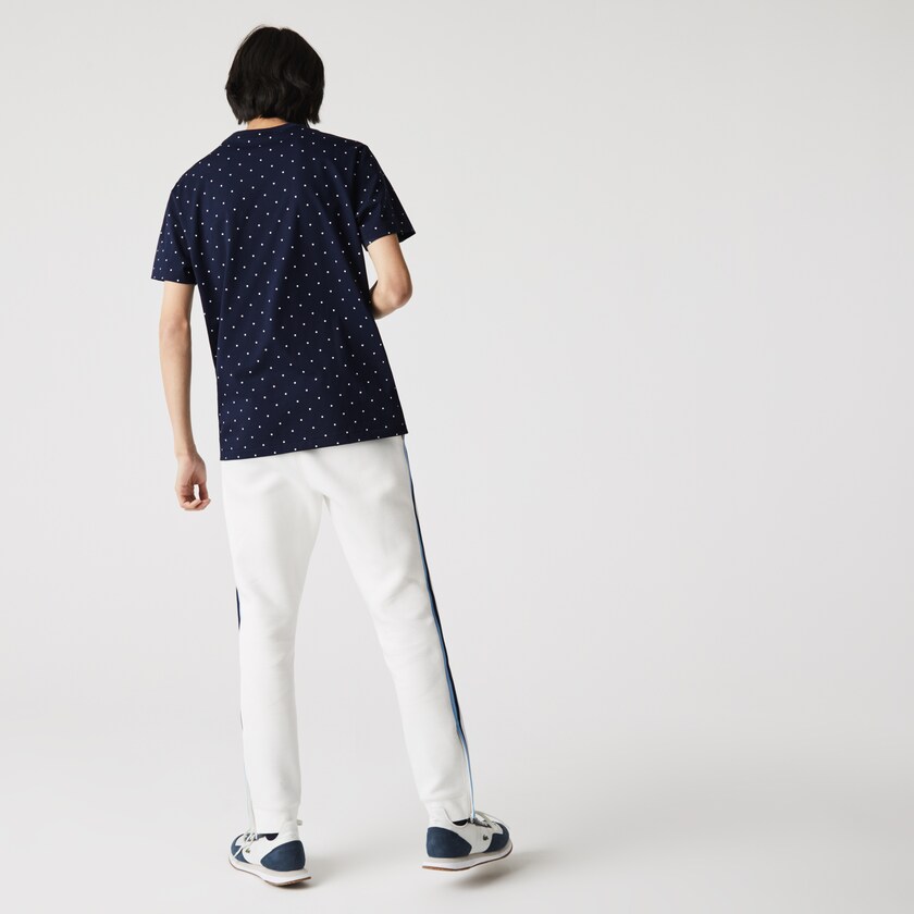 Camiseta Lacoste Masculino Azul Marinho Azuis Crewneck Polka Dotted Cotton GC3-46214B9