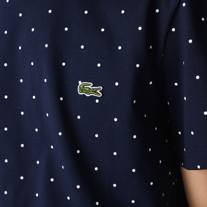 Camiseta Lacoste Masculino Azul Marinho Azuis Crewneck Polka Dotted Cotton GC3-46214B9