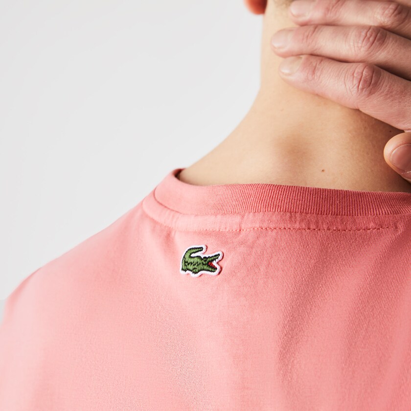 Camiseta Lacoste Masculino Rosa Crocodile-Embroidery Cotton DY5-21092Y7