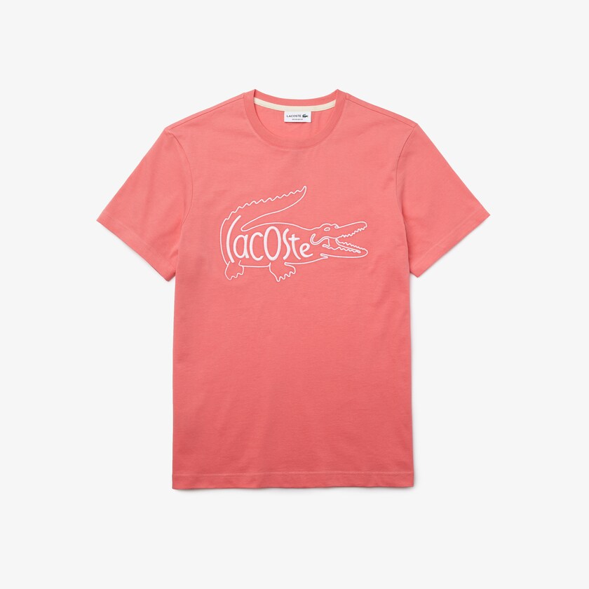 Camiseta Lacoste Masculino Rosa Crocodile-Embroidery Cotton DY5-21092Y7