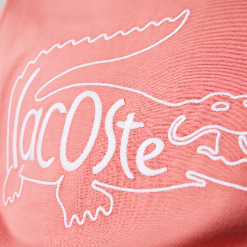Camiseta Lacoste Masculino Rosa Crocodile-Embroidery Cotton DY5-21092Y7