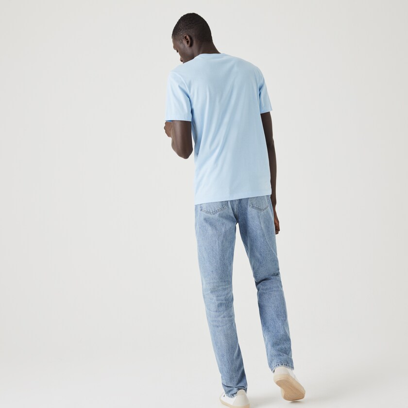 Camiseta Lacoste Masculino Azuis Henley Neck Pima Cotton Jersey DI8-84078B7