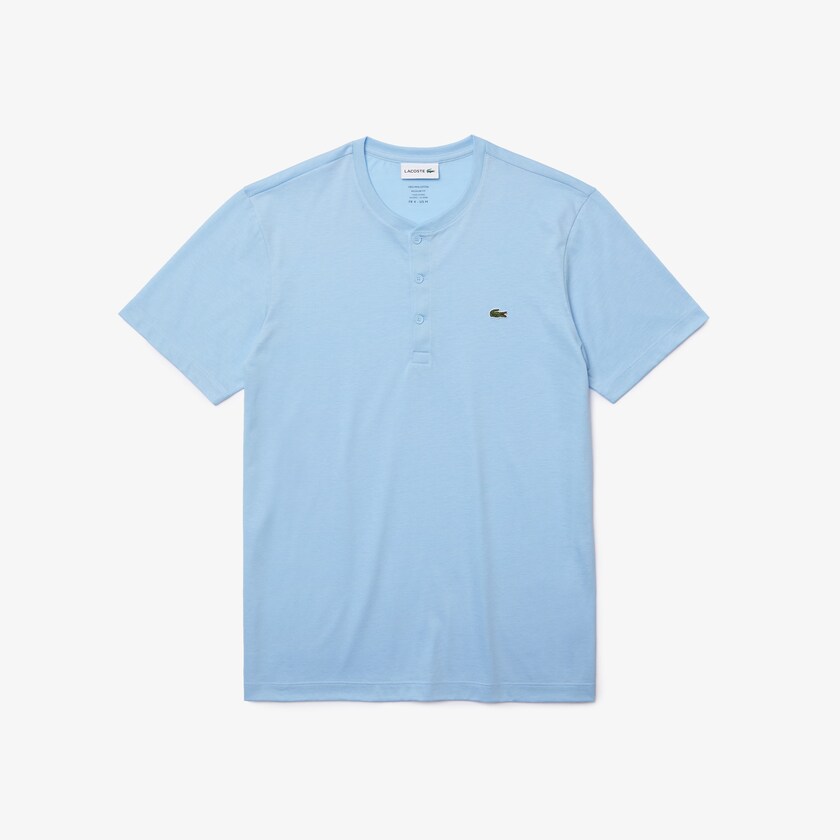 Camiseta Lacoste Masculino Azuis Henley Neck Pima Cotton Jersey DI8-84078B7