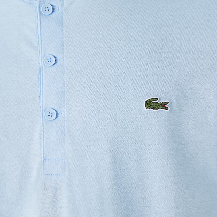 Camiseta Lacoste Masculino Azuis Henley Neck Pima Cotton Jersey DI8-84078B7