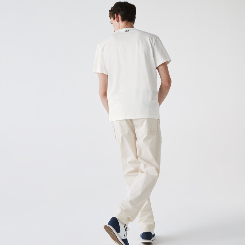 Camiseta Lacoste Masculino Branco Heritage Stripe Cotton QT3-05680O1