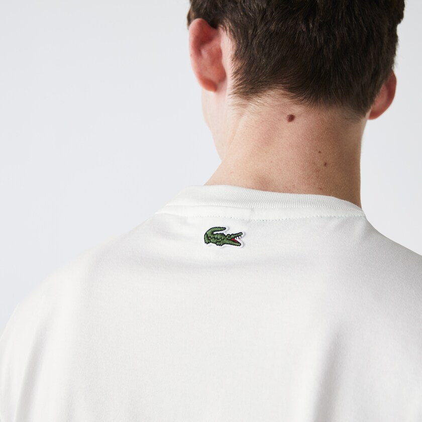Camiseta Lacoste Masculino Branco Heritage Stripe Cotton QT3-05680O1