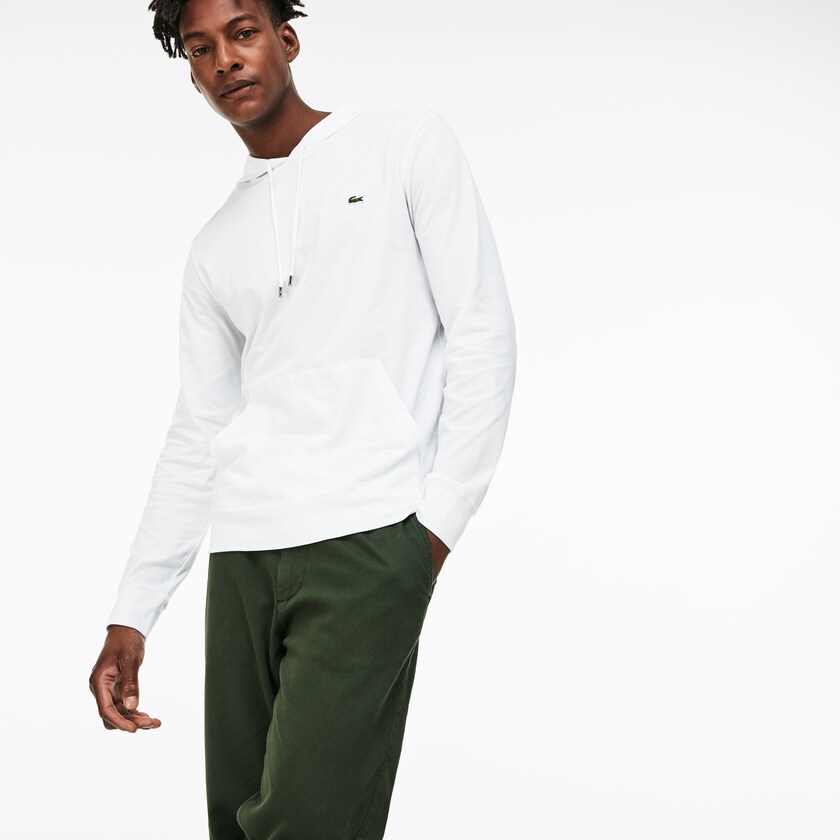 Camiseta Lacoste Masculino Branco Hooded Cotton TC4-35173K2