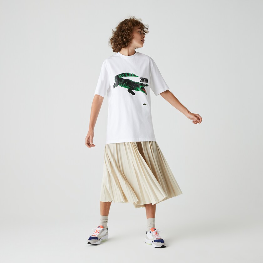 Camiseta Lacoste Feminino Branco LIVE Chinatown Market Collaboration Cotton LZ9-54625Y8