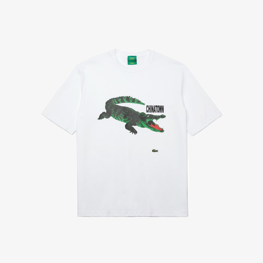 Camiseta Lacoste Feminino Branco LIVE Chinatown Market Collaboration Cotton LZ9-54625Y8