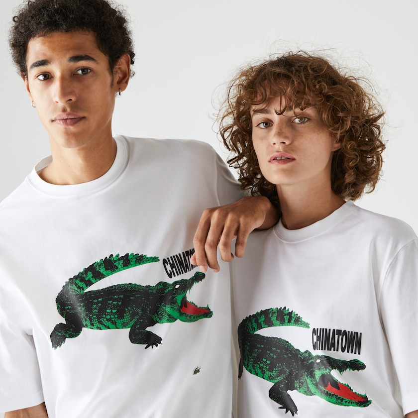 Camiseta Lacoste Feminino Branco LIVE Chinatown Market Collaboration Cotton LZ9-54625Y8