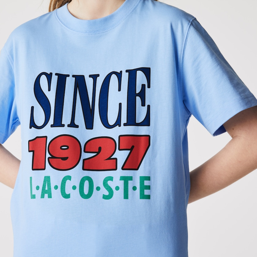 Camiseta Lacoste Feminino Azuis LIVE Printed Cotton AX2-01420B0