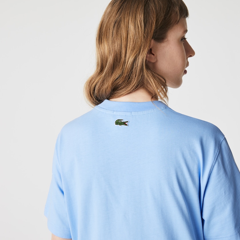 Camiseta Lacoste Feminino Azuis LIVE Printed Cotton AX2-01420B0