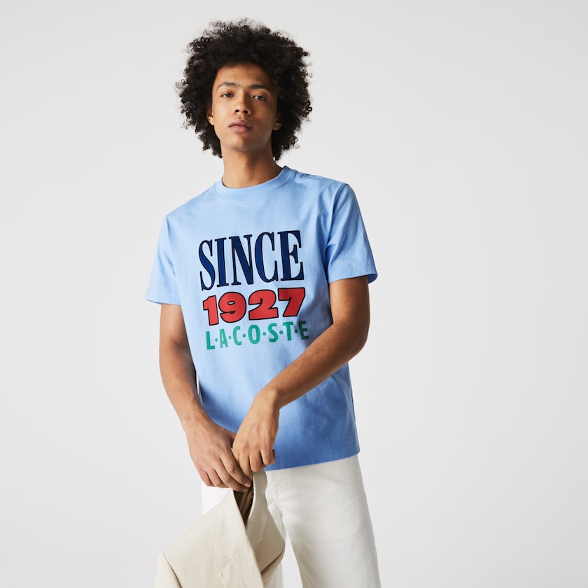 Camiseta Lacoste Masculino Azuis LIVE Printed Cotton BH7-77257W5