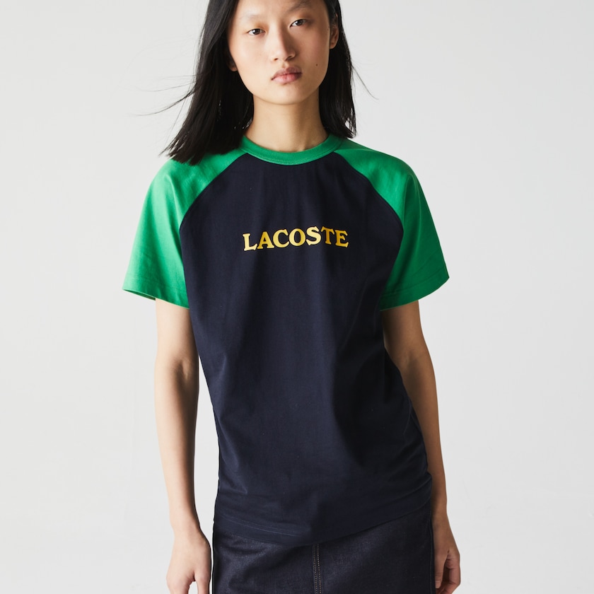 Camiseta Lacoste Feminino Azul Marinho Azuis Verdes LIVE Two-Tone Cotton PB4-72897E1