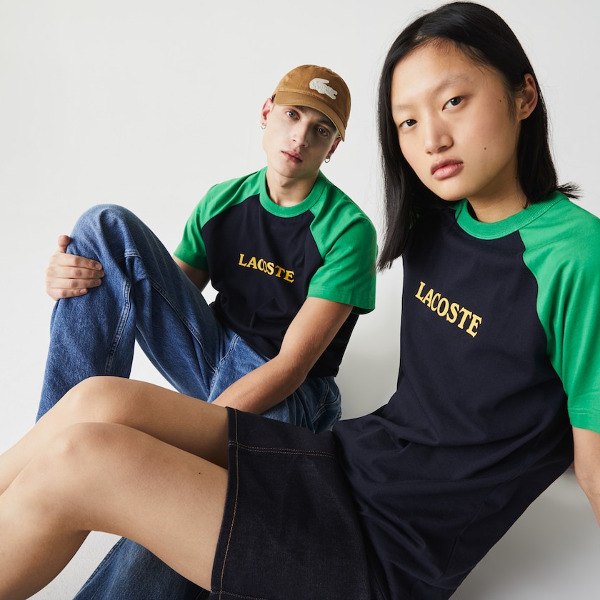 Camiseta Lacoste Feminino Azul Marinho Azuis Verdes LIVE Two-Tone Cotton PB4-72897E1