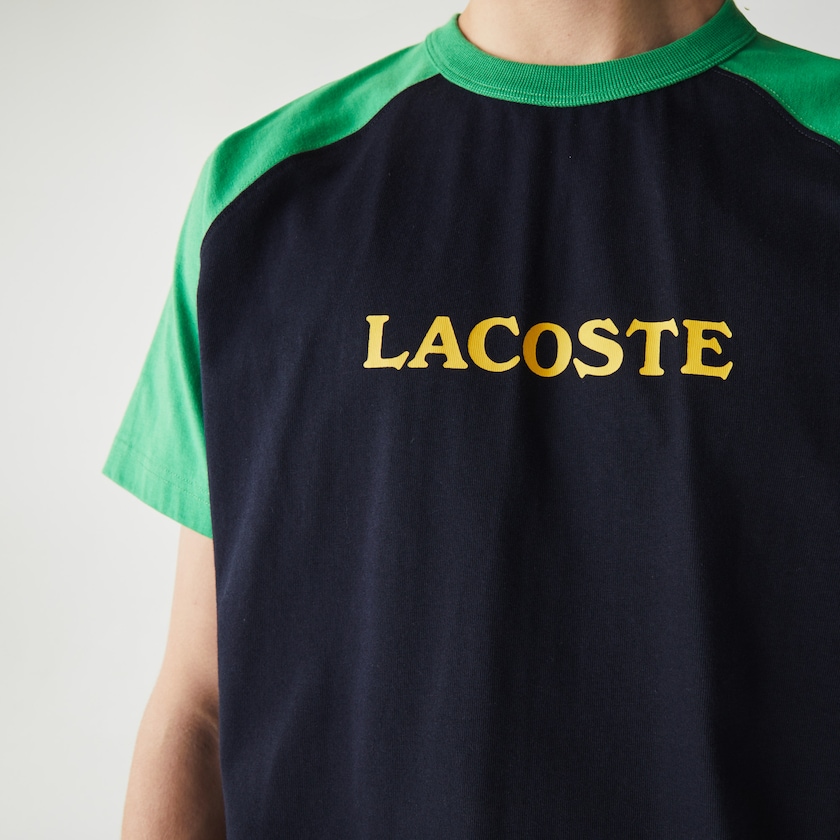 Camiseta Lacoste Masculino Azul Marinho Azuis Verdes LIVE Two-Tone Cotton CO1-50915X6