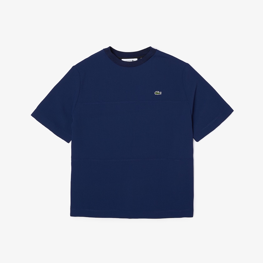 Camiseta Lacoste Feminino Azuis Paneled Crewneck OY3-82768M0